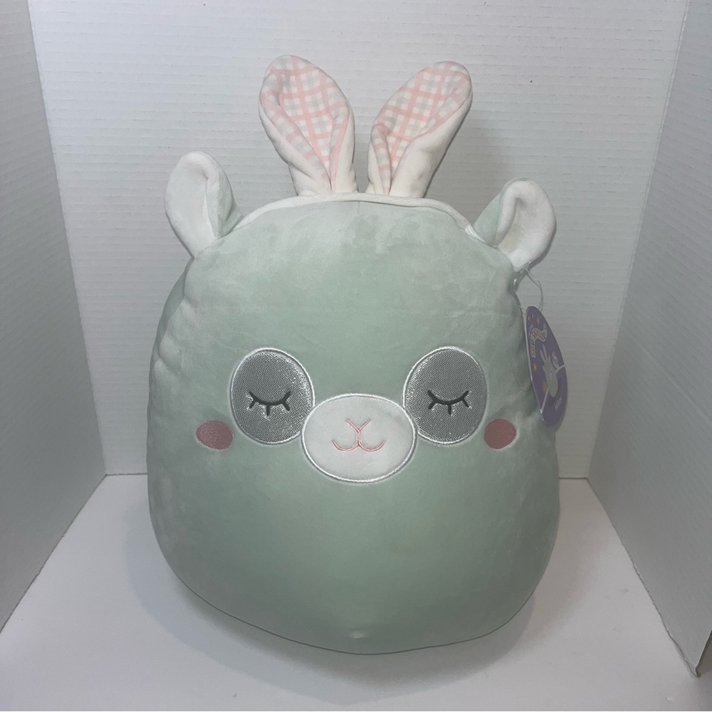 Squishmallows Miley the Llama 14 inch Plush Toy easter bunny ears pastel green